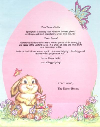 Letter From the Easter Bunny